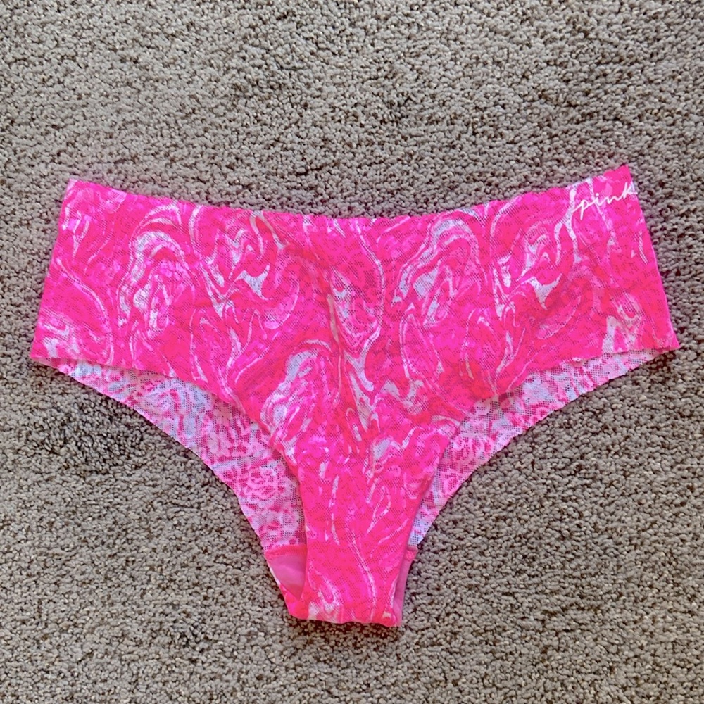 NWT New Victoria’s Secret hot pink swirl stretch lace cheeky panties Sz L